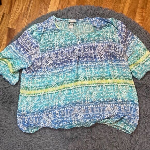 Catherines Women's Plus Size Santa Fe Peasant Top Size 2X - Picture 2 of 5